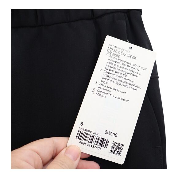 Lululemon On The Fly Woven Crop Womens Size 8 Black NWT - Picture 4 of 9